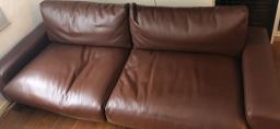 Muji 3 Seater Leather Sofa  with Stool image 4